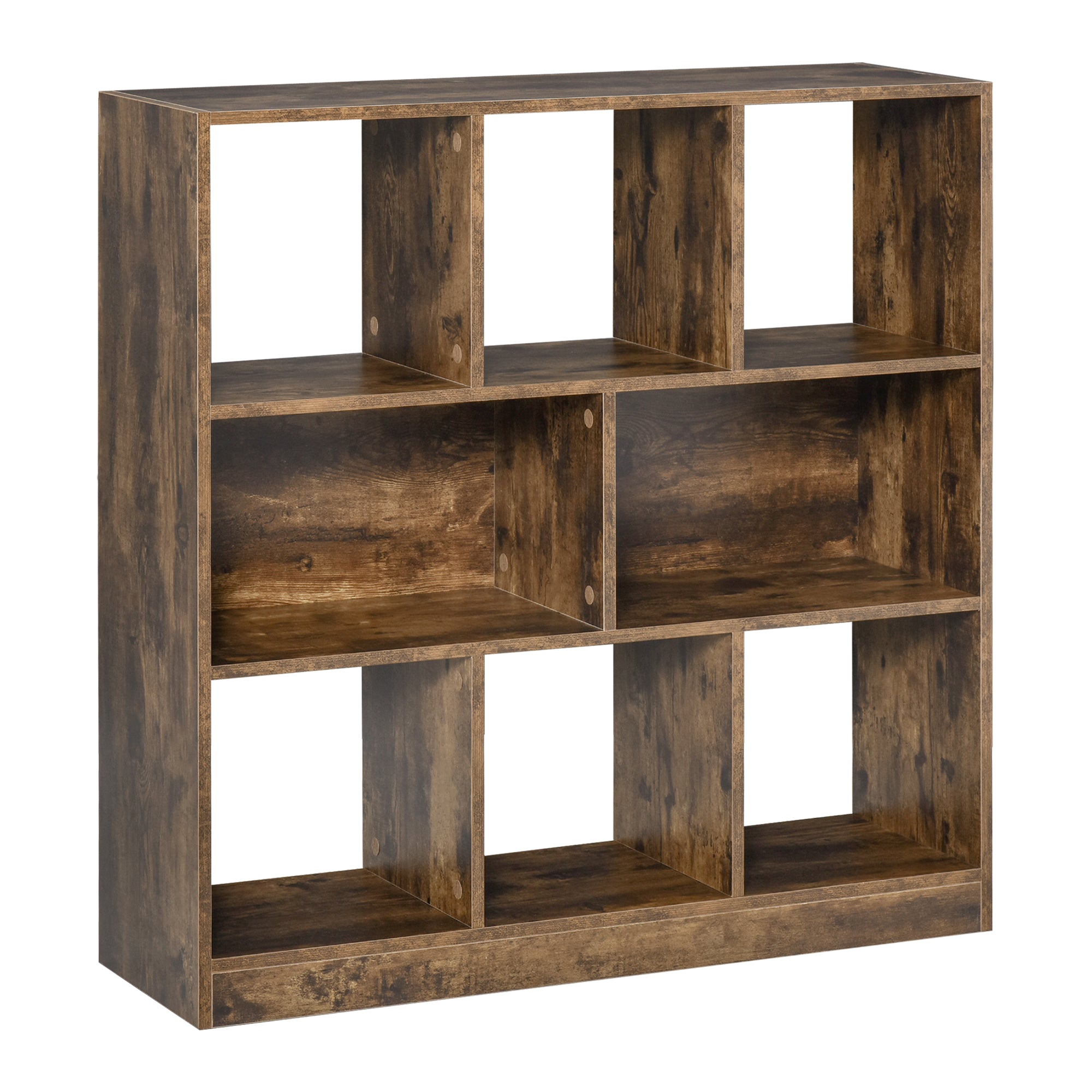 HOMCOM 3-Tier Bookcase, Storage Shelf Unit with Open Compartments, for Living Room, Bedroom, Office, Divider, 97.5 x 30 x 100 cm, Rustic Brown 