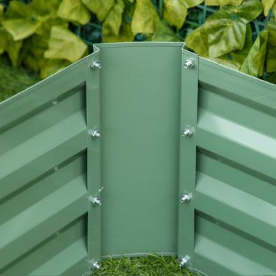 Outsunny Set of 2 291L Raised Garden Bed, Elevated Galvanised Planter Box for Flowers, Herbs, 100x100x30cm, Green 