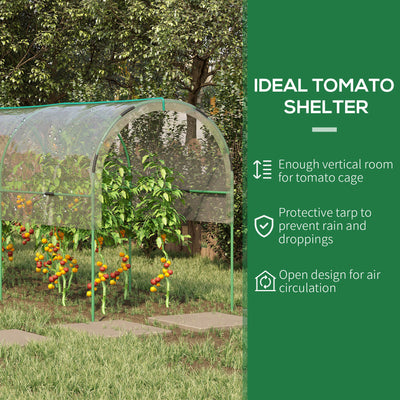 Outsunny Tunnel Tomato Greenhouse with 4 Hoops and Top Tap, Pointed Bottom and Guy Ropes, 400 x 123 x 171 cm, Clear 