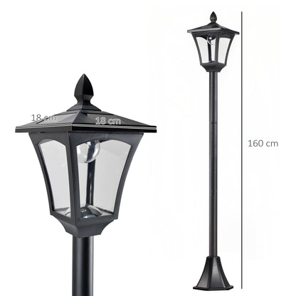 Outsunny Outdoor Garden Solar Post Lamp Sensor Dimmable LED Lantern Bollard Pathway 1.6M Tall – Black 