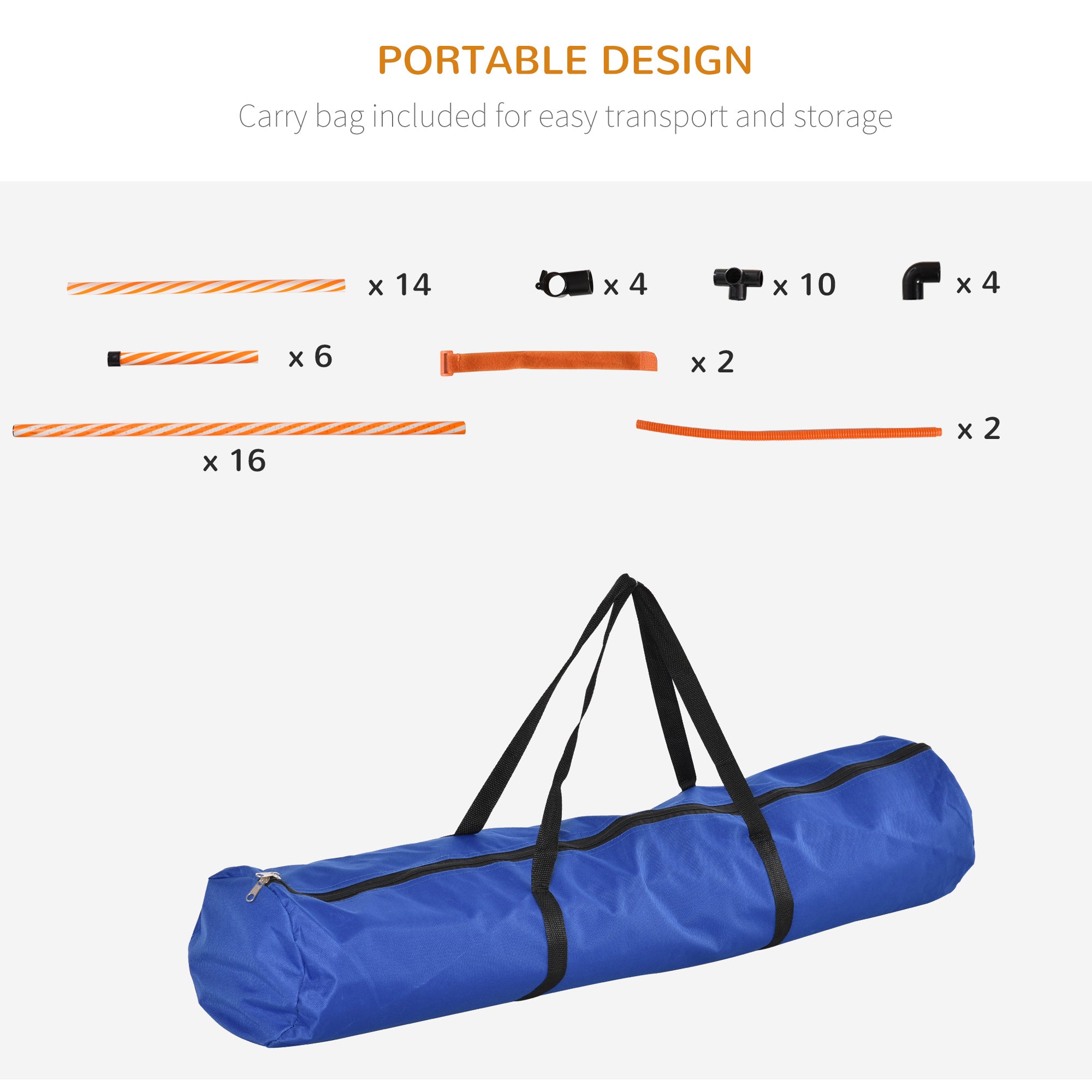 PawHut Dog Agility Equipment Pet Training Set with Adjustable Height Jump Ring Hurdle Whistle Weave Poles Square Pause Box Carry Bag 