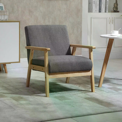 HOMCOM Minimalistic Wooden Frame Accent Chair, with Padded Seat 