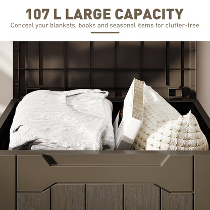 HOMCOM 107 L Plastic Storage Chest with Lid - Dark Brown 