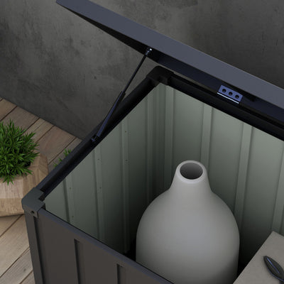 Outsunny 450L Galvanised Steel Garden Storage Box, with Wheels - Dark Grey 