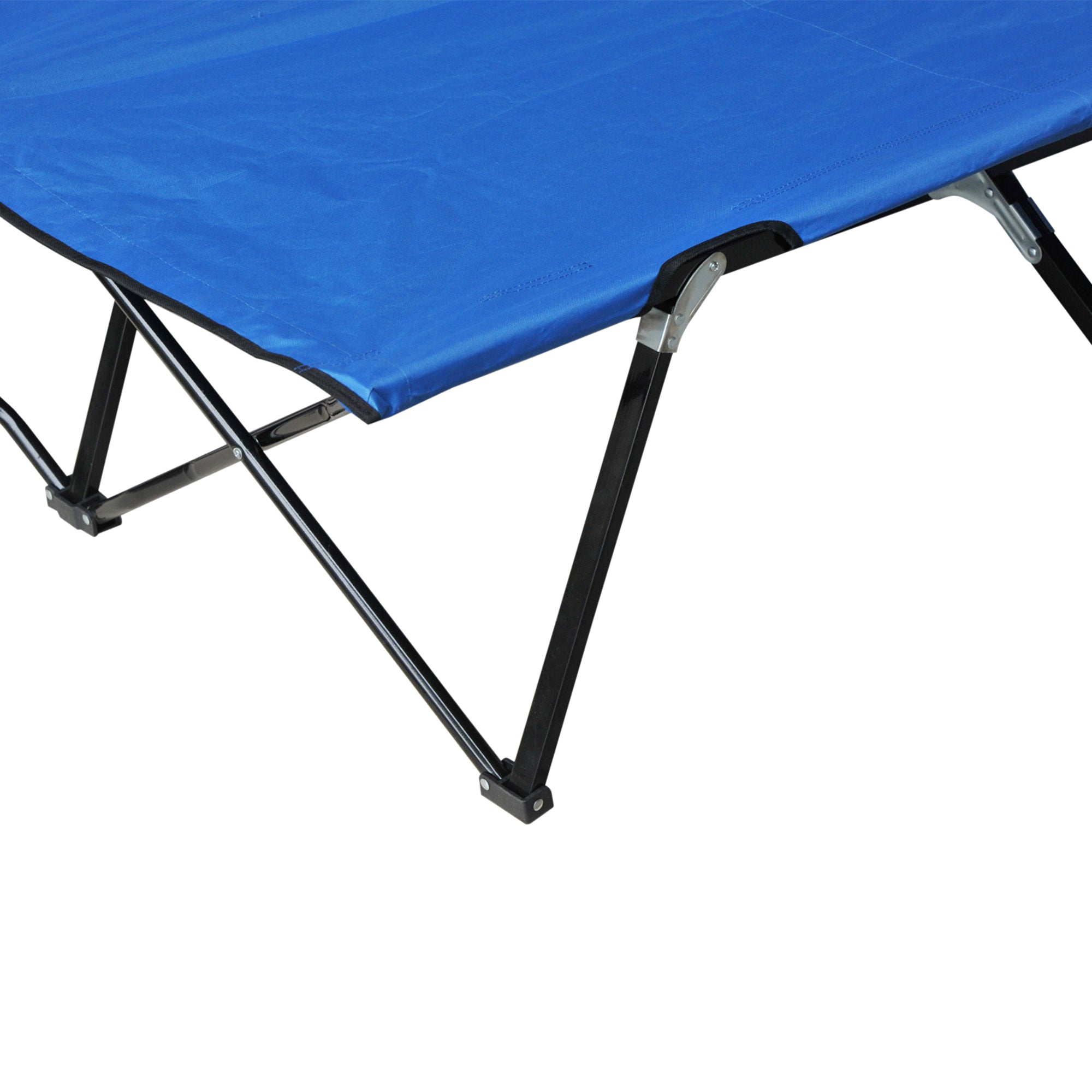 Outsunny Double Camping Cot Bed, with Bag - Blue 