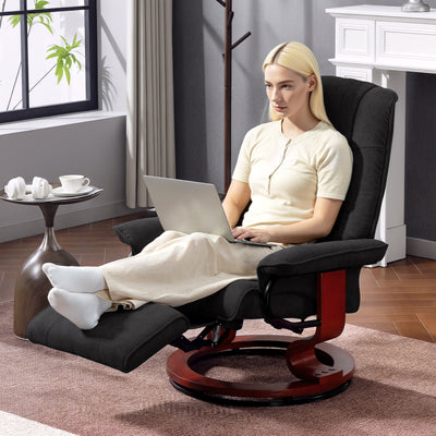 HOMCOM Reclining Swivel Chair, with Footrest - Black 