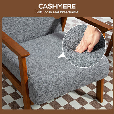 HOMCOM Armchair with Wide Seat, Boucle Accent Chair, Thick Padded Occasional Chair with Solid Wood Frame for Living Room Bedroom Home Office Reception Balcony, Grey 