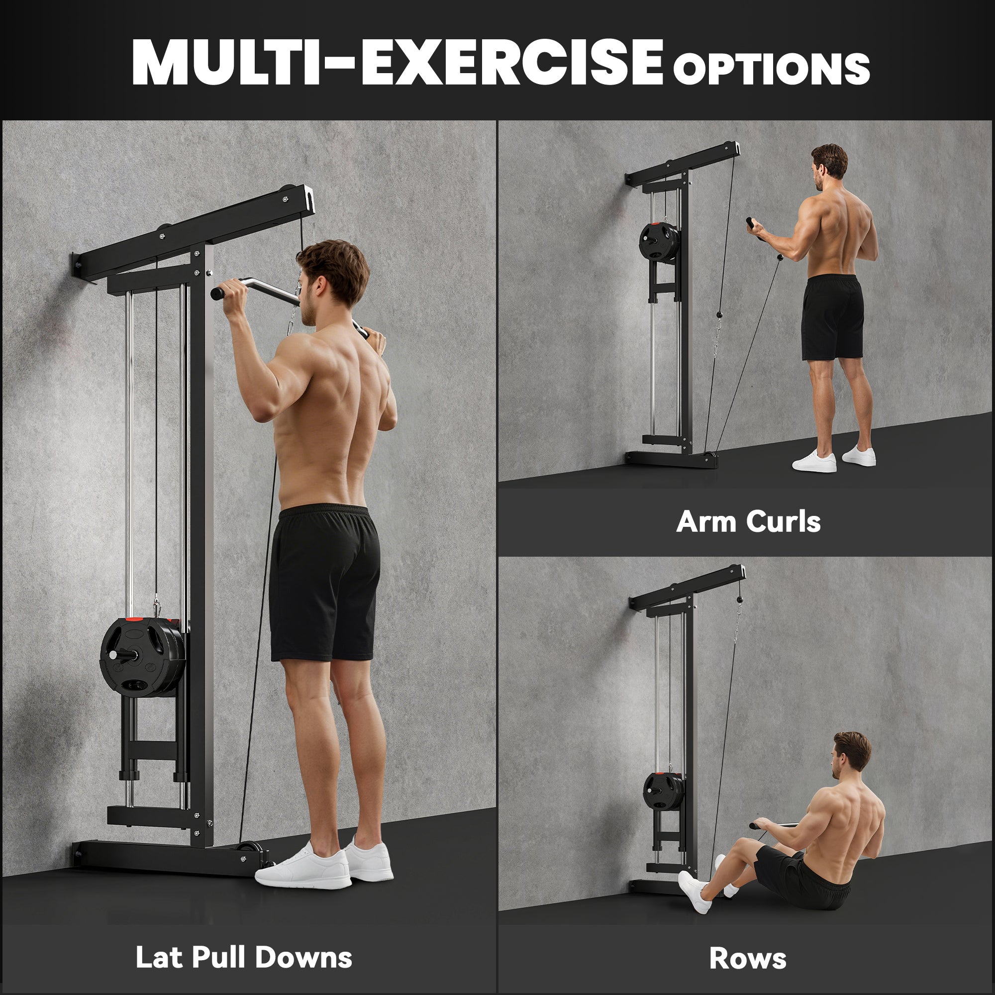 SPORTNOW Wall Mounted Lat Pull Down Machine, Crossover Cable Machine with High & Low Pulleys for Home Gym Full Body Workout 