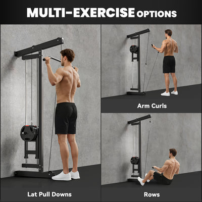 SPORTNOW Wall Mounted Lat Pull Down Machine, Crossover Cable Machine with High & Low Pulleys for Home Gym Full Body Workout 
