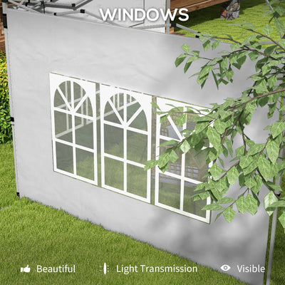 Outsunny Gazebo Side Panels, Sides Replacement with Window for 3x3(m) or 3x4m Pop Up Gazebo, 2 Pack, Grey 