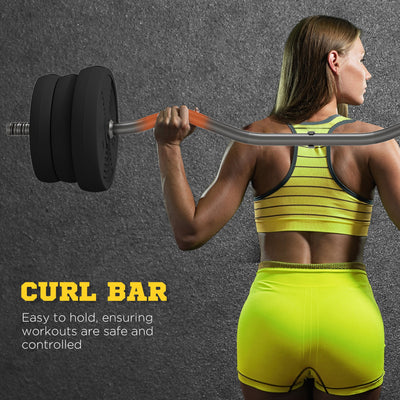 SPORTNOW 25kg Barbell Set, Adjustable Weights with Curl bar and Non-Slip Handle, for Women and Men Weight Lifting Training 