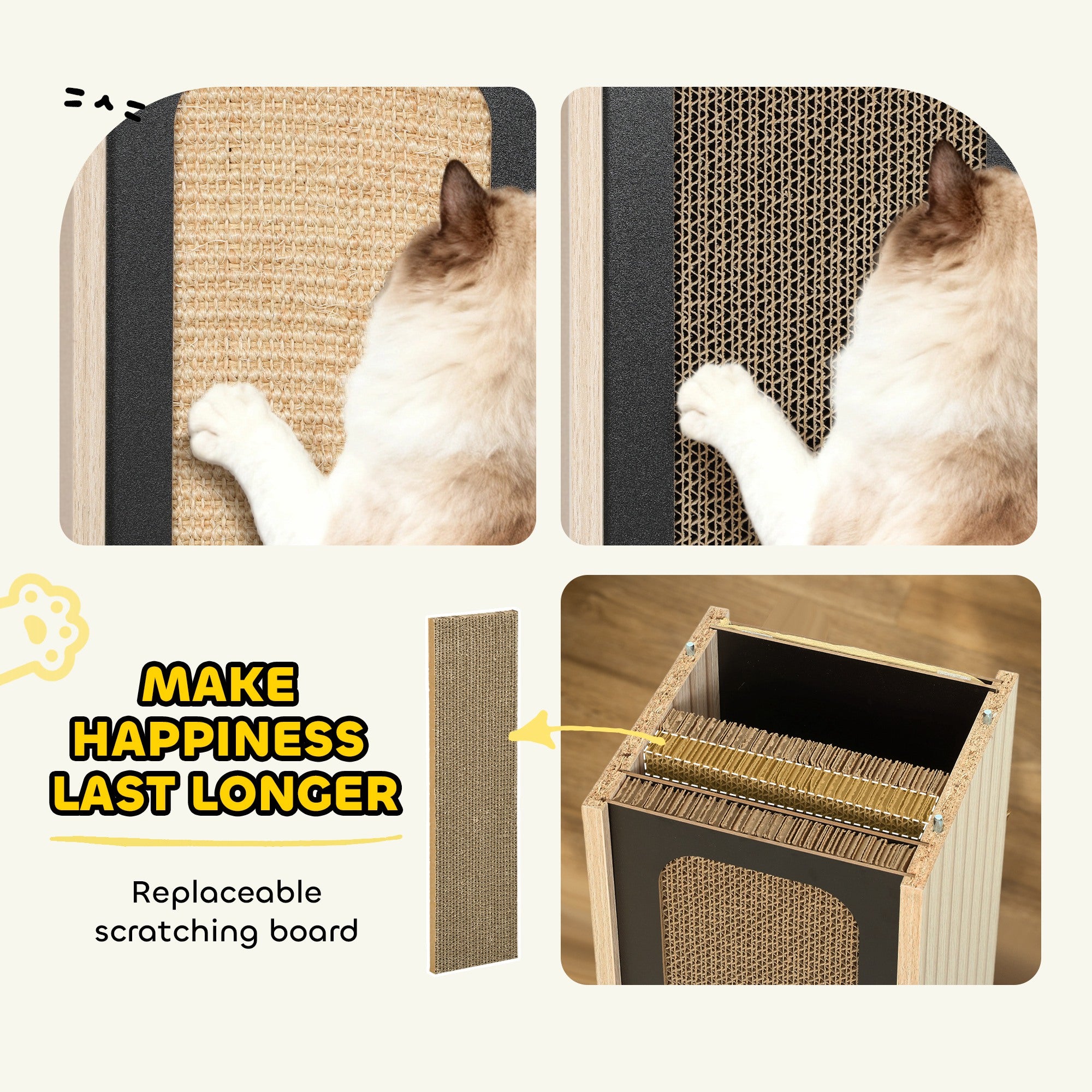 PawHut 63cm Cat Scratching Post, Cat Scratcher with Replaceable Scratching Board, Top Perch, Sisal Scratch Mat, Oak 