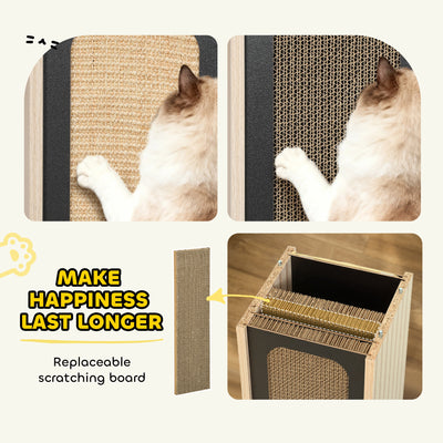 PawHut 63cm Cat Scratching Post, Cat Scratcher with Replaceable Scratching Board, Top Perch, Sisal Scratch Mat, Oak 
