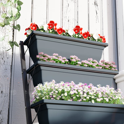 Outsunny 5-Tier Raised Garden Bed, Vertical Ladder Plant Stand with 5 Removable Boxes, Drainage Holes and Plugs, Indoor Outdoor Elevated Flower Herb Growing Box for Garden Patio Balcony, Grey 