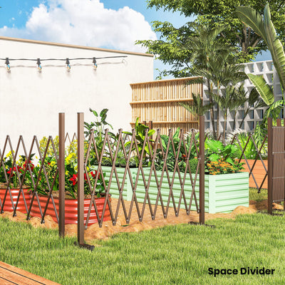 Outsunny Expanding Trellis Fence, Freestanding Movable Fence, Foldable Garden Screen Panel, 250 x 103.5 cm, Dark Brown 