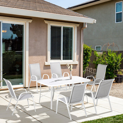 Outsunny Seven-Piece Outdoor Dining Set - Grey 