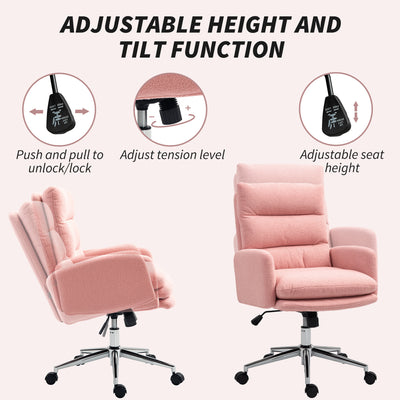 HOMCOM 91-99cm Sherpa Fleece Office Chair - Pink 