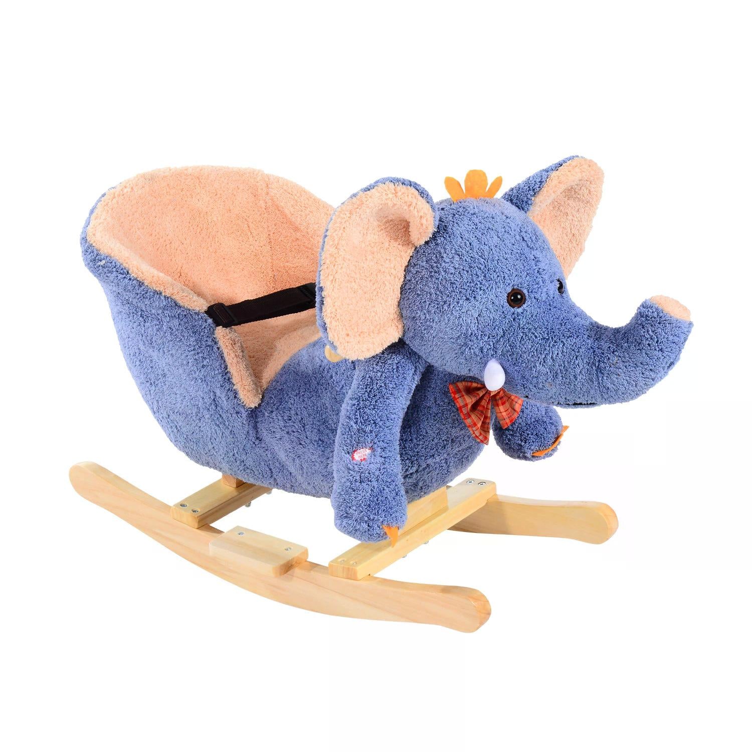 HOMCOM Children Rocking Seat with Sound, Elephant-Blue/Beige 