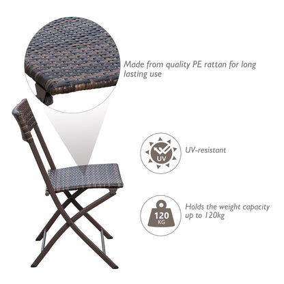 Outsunny 2 Seater Wicker Rattan Bistro Set-Brown 