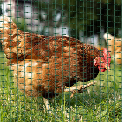 Pawhut PVC Coated Welded Wire Mesh Fencing Chicken Poultry Aviary Fence Run Hutch Pet Rabbit 30m Dark Green 
