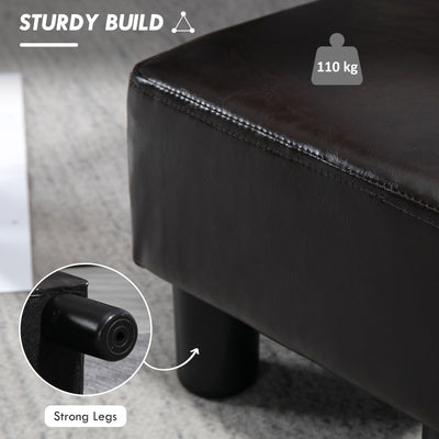 HOMCOM PU Leather Footstool Ottoman Cube with 4 Plastic Legs, Brown 