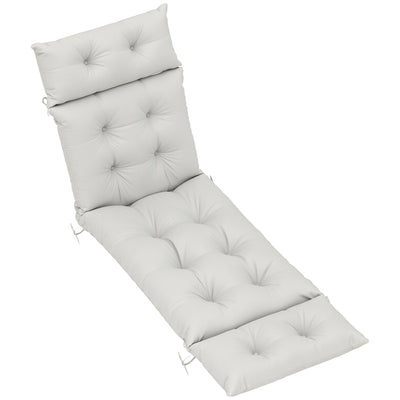 Outsunny Sun Lounger Cushion Only, 190x56x10cm Garden Lounge Chair Cushion, UPF20+ 220gsm Fabric, Thick Sunbed Replacement Cushion with 6 Ties, Light Grey 