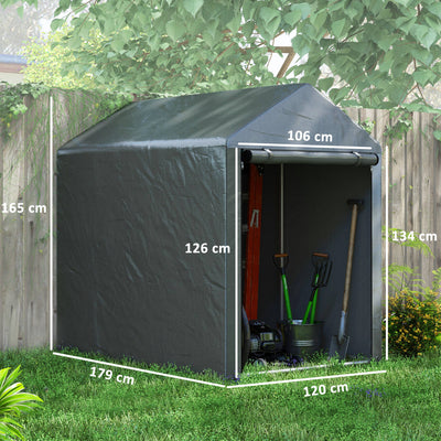 Outsunny 179 x 120cm Temporary Garden Shed, with Accessories - Dark Grey 