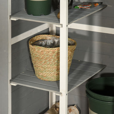 Outsunny Wooden Small Shed, Garden Storage Shed with Shelves and Bolt Latch, 75L x 56W x115H cm, Grey 