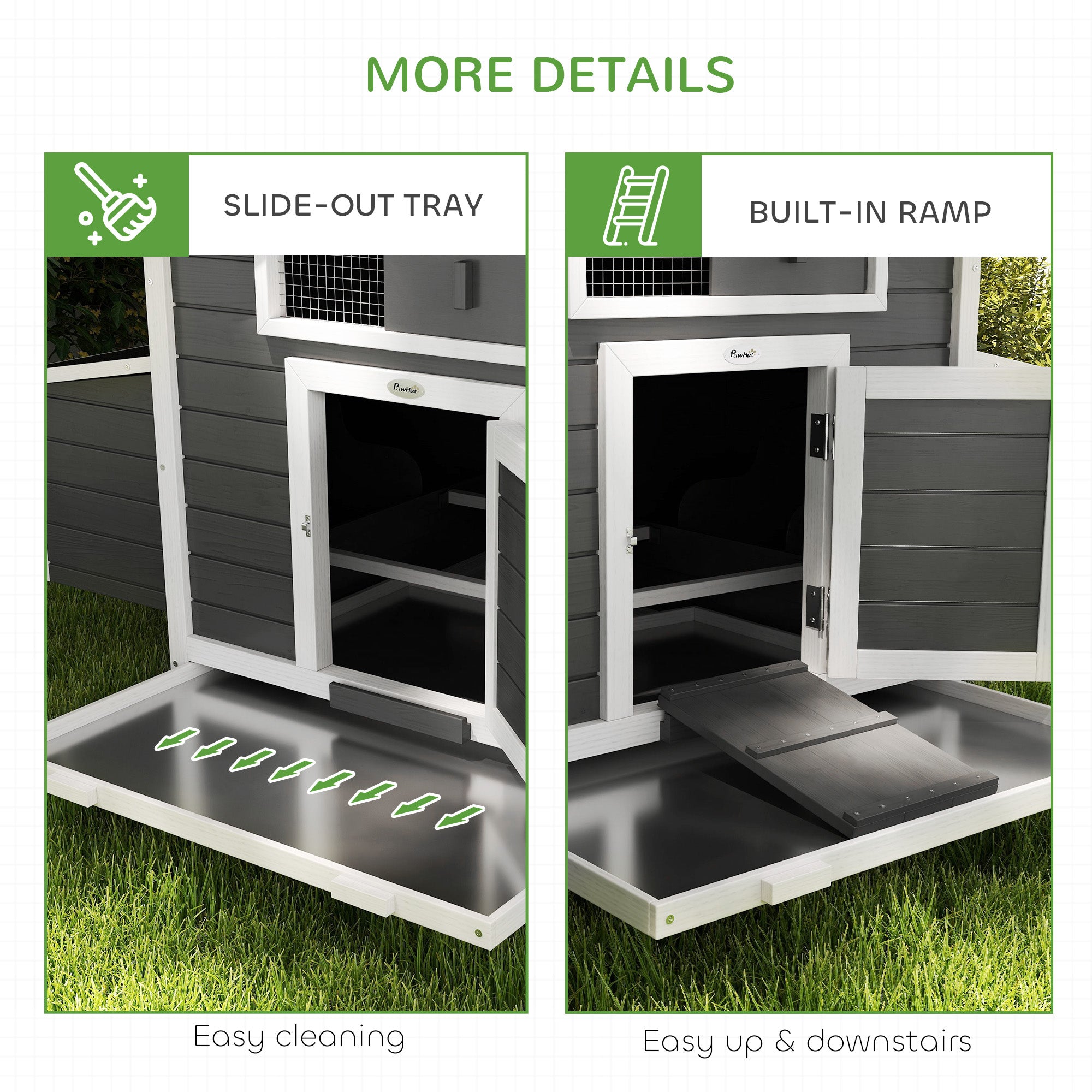 PawHut Chicken Coop, Wooden Outdoor Hen House with Nesting Box, Openable Waterproof Top, Pull-Out Tray, 150 x 100 x 97cm 