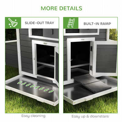 PawHut Chicken Coop, Wooden Outdoor Hen House with Nesting Box, Openable Waterproof Top, Pull-Out Tray, 150 x 100 x 97cm 