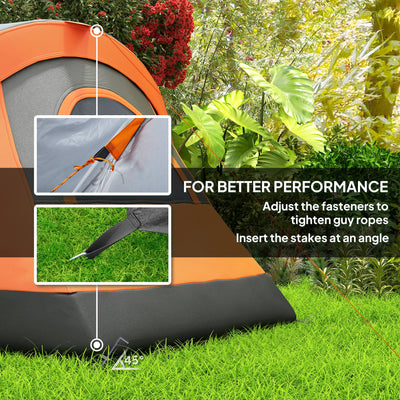 Outsunny 5-6 Man Dome Camping Tent - Orange 