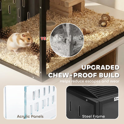 PawHut Hamster Cage Steel Chewproof with Openable Top, Deep Burrow for Dwarf Syrian Hamster, Gerbil, Rats, 81 x 51 x 53 cm 