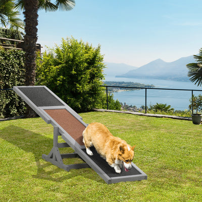 PawHut Wooden Pet Seesaw for Big Dogs, Dog Agility Equipment with Anti-Slip Surface - Grey 