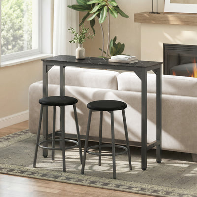 HOMCOM Rectangular Bar Table, Marble Effect Pub Coffee Table for Small Space, Breakfast Dining, Black Marble Effect 