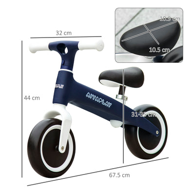 AIYAPLAY Baby Balance Bike, with Adjustable Seat, for 1.5-3 Years - Blue 