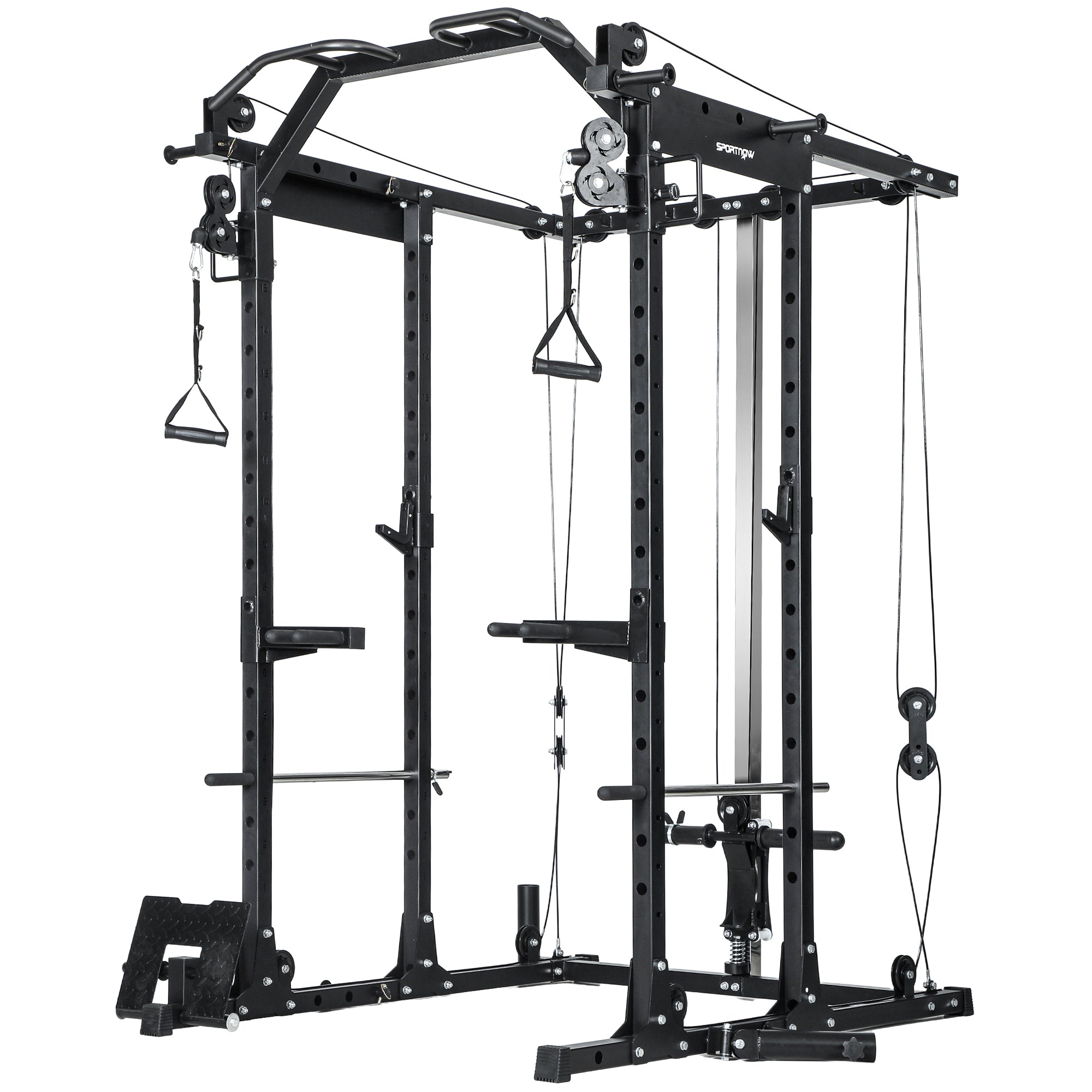 SPORTNOW Lat Pull-Down Home Gym Machine with Cable Crossover for Home Strength Training, Black 