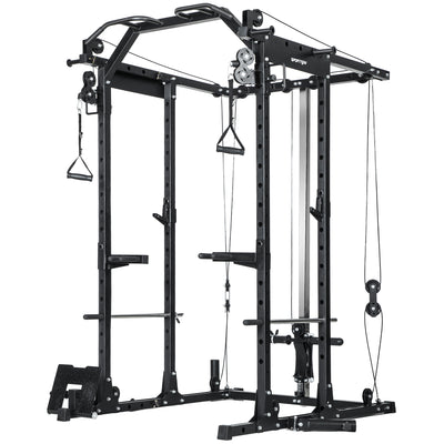 SPORTNOW Lat Pull-Down Home Gym Machine with Cable Crossover for Home Strength Training, Black 