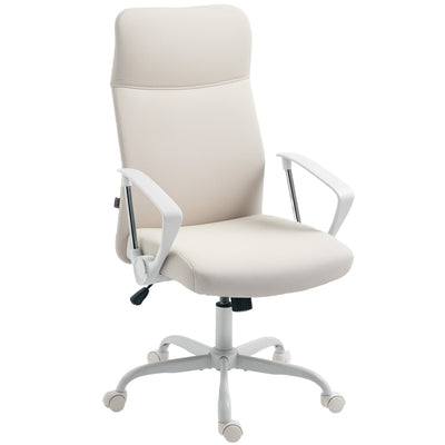 HOMCOM Fabric High Back Office Chair - Cream White 