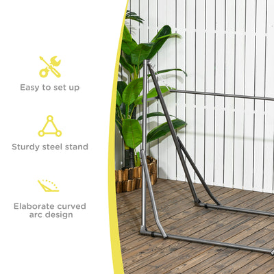 Outsunny Foldable Hammock Stand, Portable Hammock with Metal Frame, 2 in 1 Hammock Net Stand, Clothes Drying Rack, Load Capacity 120kg, for Patio, Garden, Yard, Black 