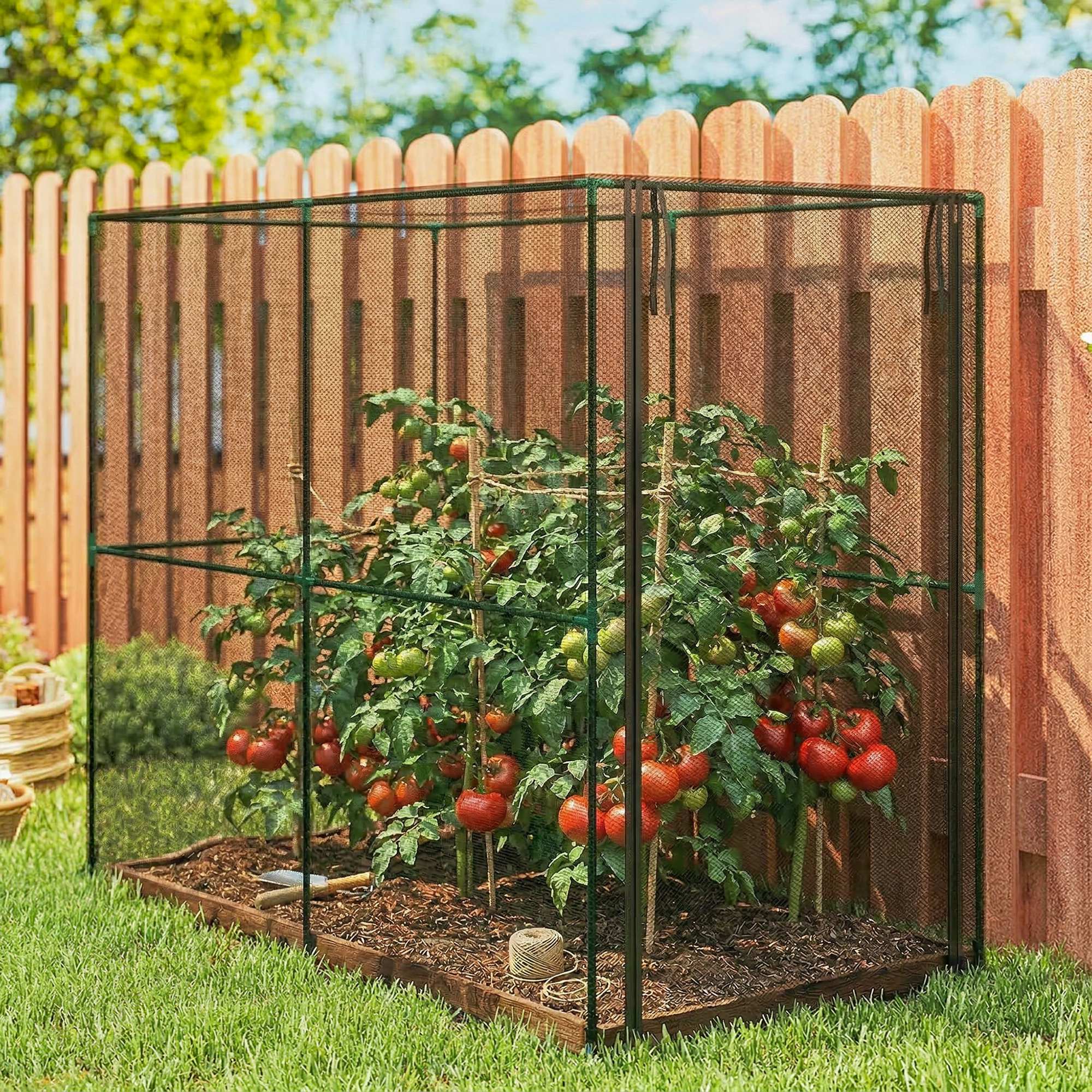 Outsunny Fruit Cage Bird Netting, Brassica Cage Plant Protection Tent with Zipped Door, Anti Bird, Insects, Small Animals, Black 