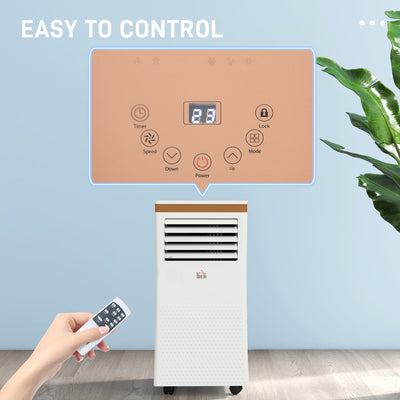 HOMCOM 7000 BTU Air Conditioning Unit, 3-in-1 Portable Air Conditioner, Dehumidifier, Cooling Fan with Remote, LED Display, 2 Speeds, 24H Timer, Window Venting Kit, 15m² 