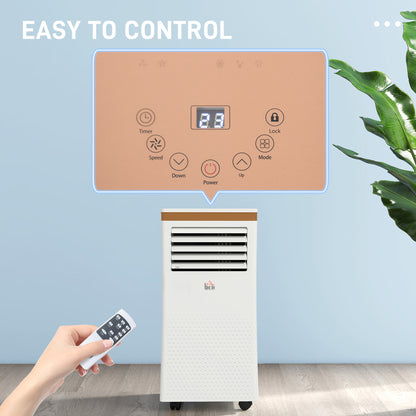 HOMCOM 7000 BTU Air Conditioning Unit, 3-in-1 Portable Air Conditioner, Dehumidifier, Cooling Fan with Remote, LED Display, 2 Speeds, 24H Timer, Window Venting Kit, 15m² 