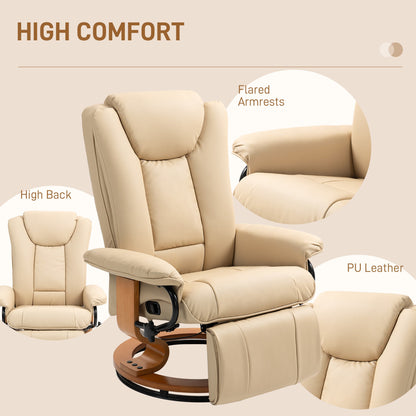 HOMCOM Faux Leather Recliner Chair - Beige 