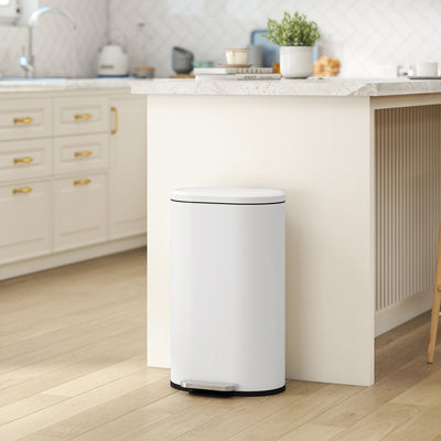 HOMCOM 30 L Modern Curved Kitchen Bin - Cream 