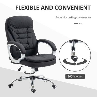 Vinsetto Executive Office Chair Task Chair for Home with Arm, Swivel Wheels, Linen Fabric, Black 