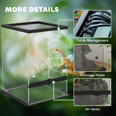 PawHut 40L Vivarium for Lizards, Frogs, Snakes, Turtles, Tortoises w/ Anti-Escape Design, Ventilation 