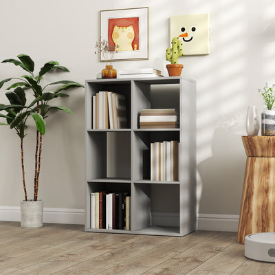 HOMCOM 6-Cube Bookshelf - Light Grey 