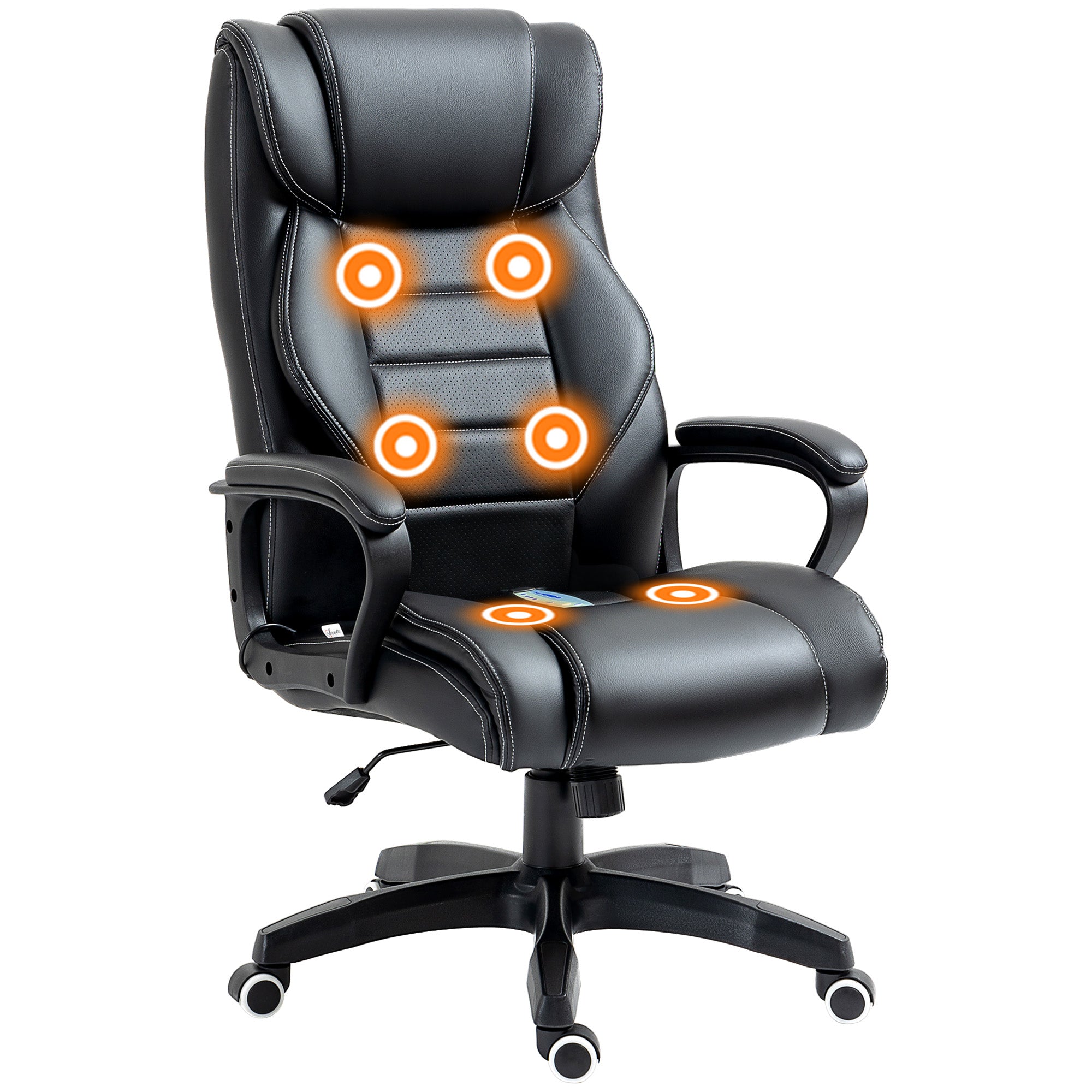 Vinsetto High Back Executive Office Chair 6- Point Vibration Massage Extra Padded Swivel Ergonomic Tilt Desk Seat, Black 