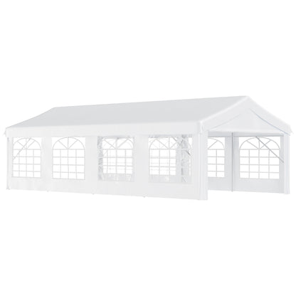 Outsunny 8m x 4m Garden Gazebo Marquee Party Tent Wedding Portable Garage Carport Event shelter Car Canopy Outdoor Heavy Duty Steel Frame Waterproof Rot Resistant 
