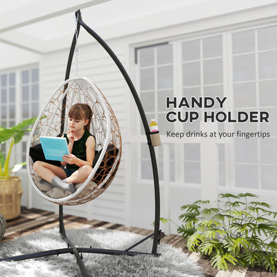 Outsunny Hammock Chair Stand Only, Hanging Chair Stand with X-Shape Base, Heavy Duty Steel Single Hammock Egg Swing Frame for Indoor Outdoor, 150 KG Load Capacity Black 